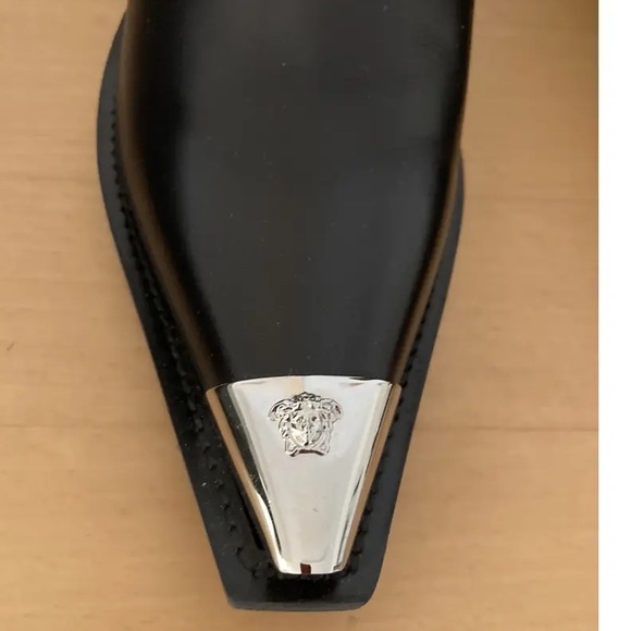 IN SEARCH OF VERSACE WESTERN COWBOY BOOT BLACK WITH SILVER BOOT CAP/TIP - Picture 2 of 2